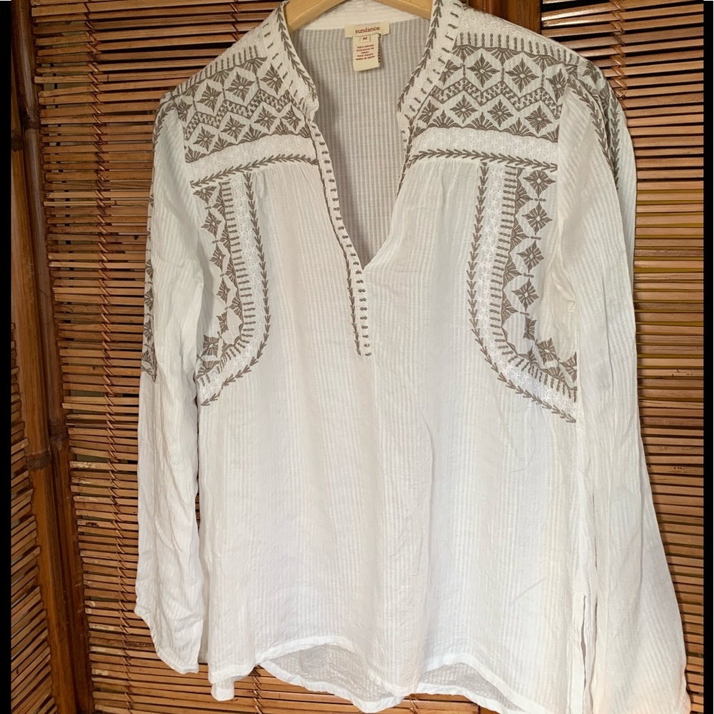 SOLD.    Sundance top. White w/embroidery.